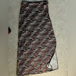 Tommy Bahama Zebra & Brown Striped Long Maxi Skirt with Side slit Size Medium